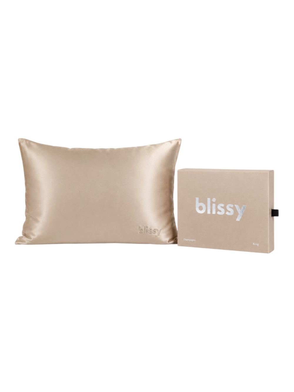 Blissy 100% Mulberry Silk King Pillowcase Champagne NIB